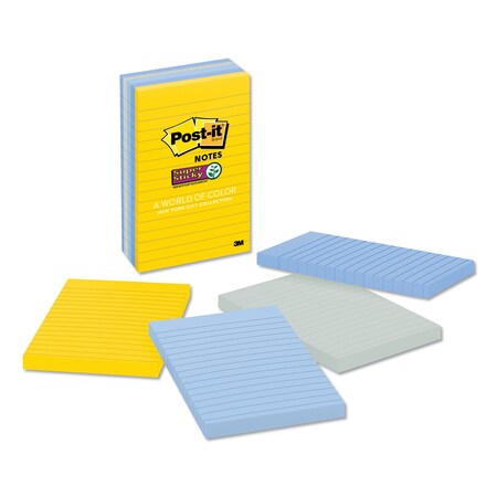 Post-It Pads in New York Colors Notes, 4 x 6, 90-Sheets/Pad, PK5 6605SSNY
